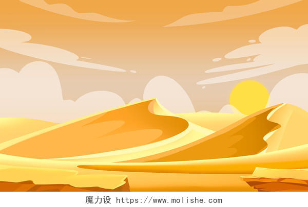 手绘扁平风沙漠骆驼插画扁平沙漠插画